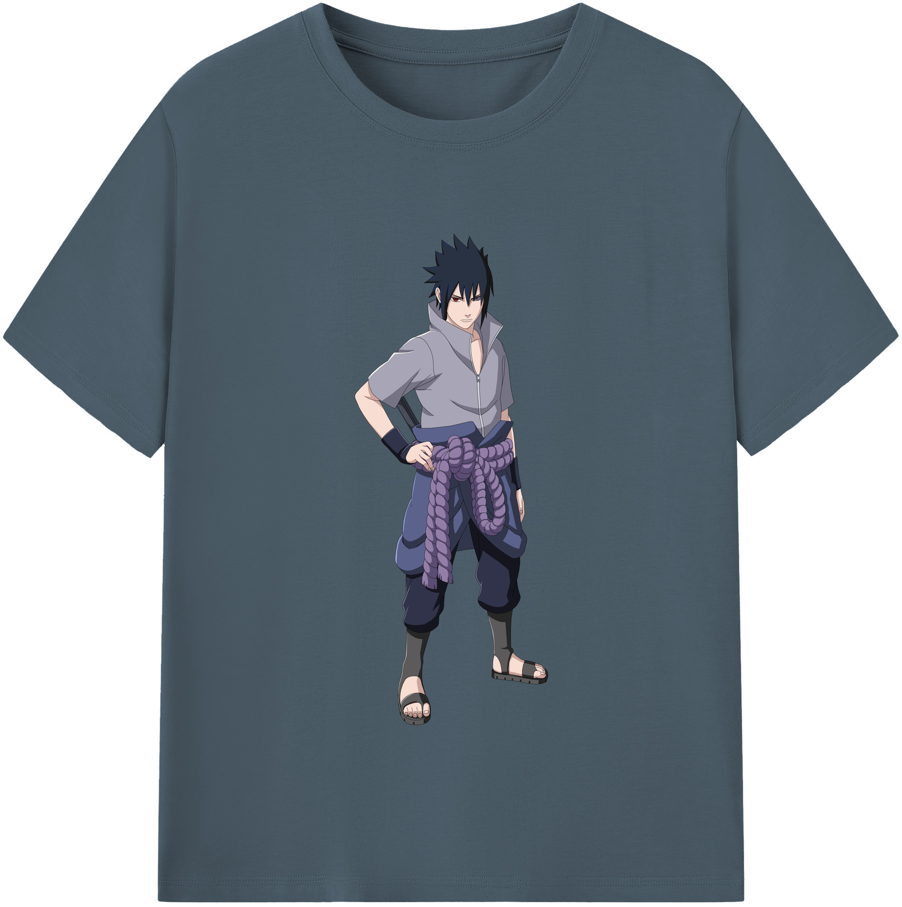（画像用） NARUTO -ナルト- うちは サスケ Uchiha Sasuke 綿100％半袖Tシャツ（フロントプリント）